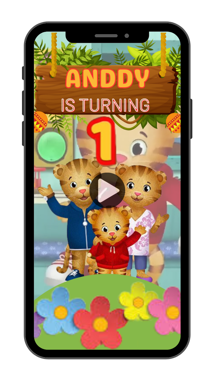 Animated Daniel Tiger Birthday Video Invitation - Kids Birthday-Theme Digital Invite