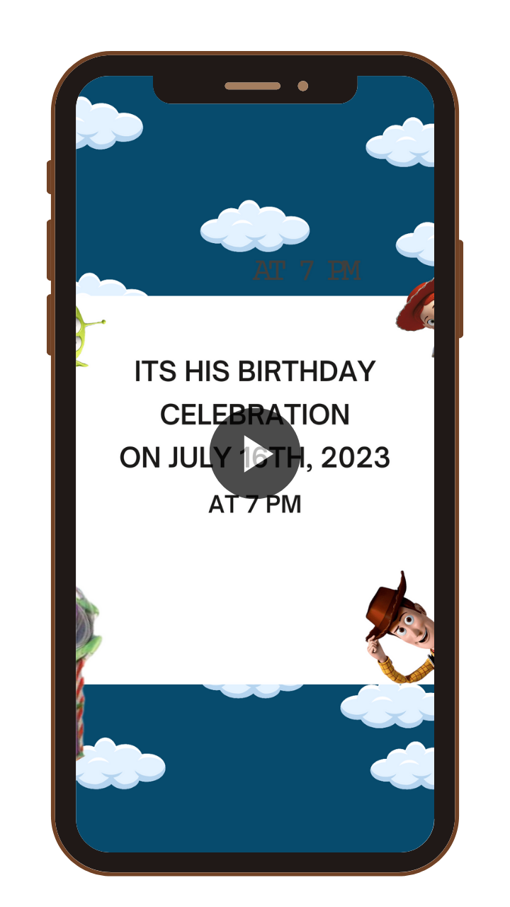 Customized Toy Story Theme Birthday Party Video Invitation - Toy Story Digital Video Invitation