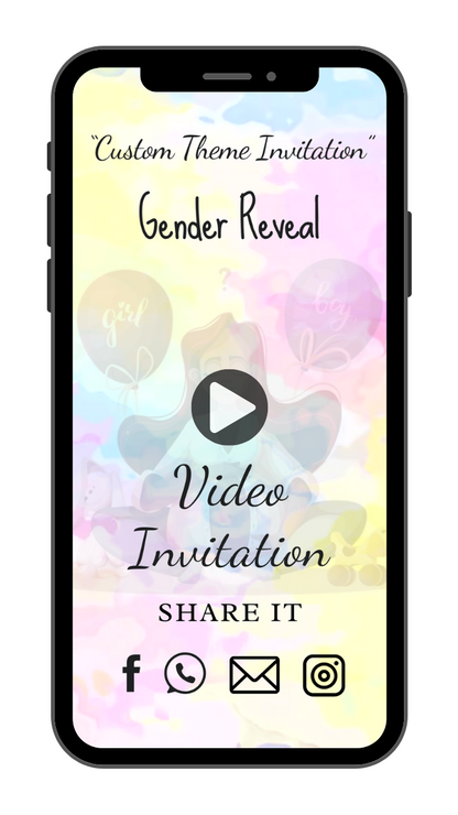 Custom-Theme For Gender Reveal Video Invitation - Gender Reveal Custom Theme Invites