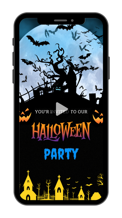 Animated Halloween Party Video Invitations - Customizable Halloween-Theme Video Invites