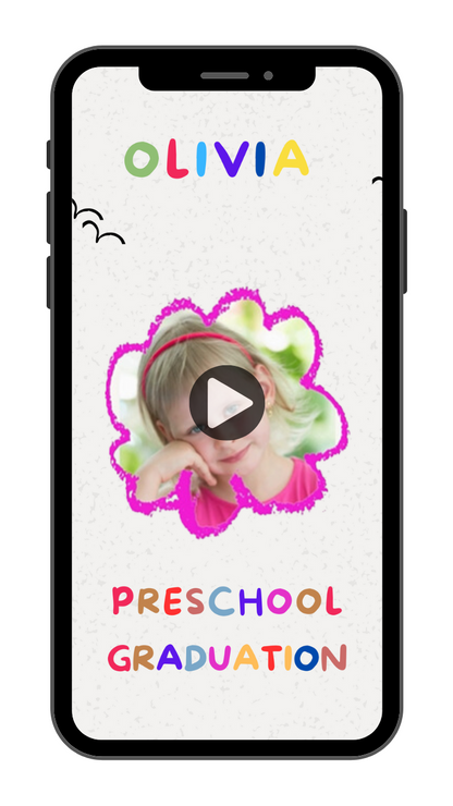 Custom Preschool Graduation Video Invitation - Celebrate Kindergarten Class Party Video Invite