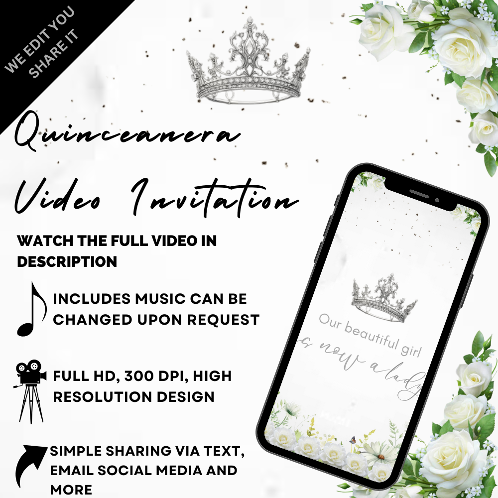 Elegant Lavender Snowflake Quinceañera Video Invitation – Perfect for a Winter Wonderland Theme Digital Invite