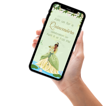 Princess Tiana Mint Green Quinceañera Video Invite – A Magical Celebration Awaits!