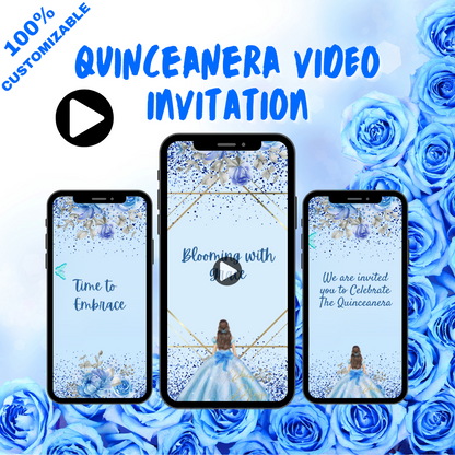 Personalized Quinceanera Cinderella Digital Video Invitation - Quinceanera Custom Video Invitation