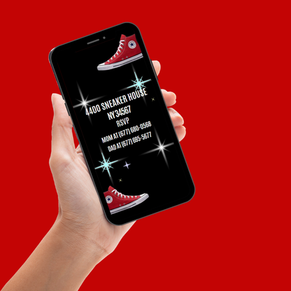 Animated Red Sneaker Theme Video Invitation - Custom Red Sneaker Theme Video Invites