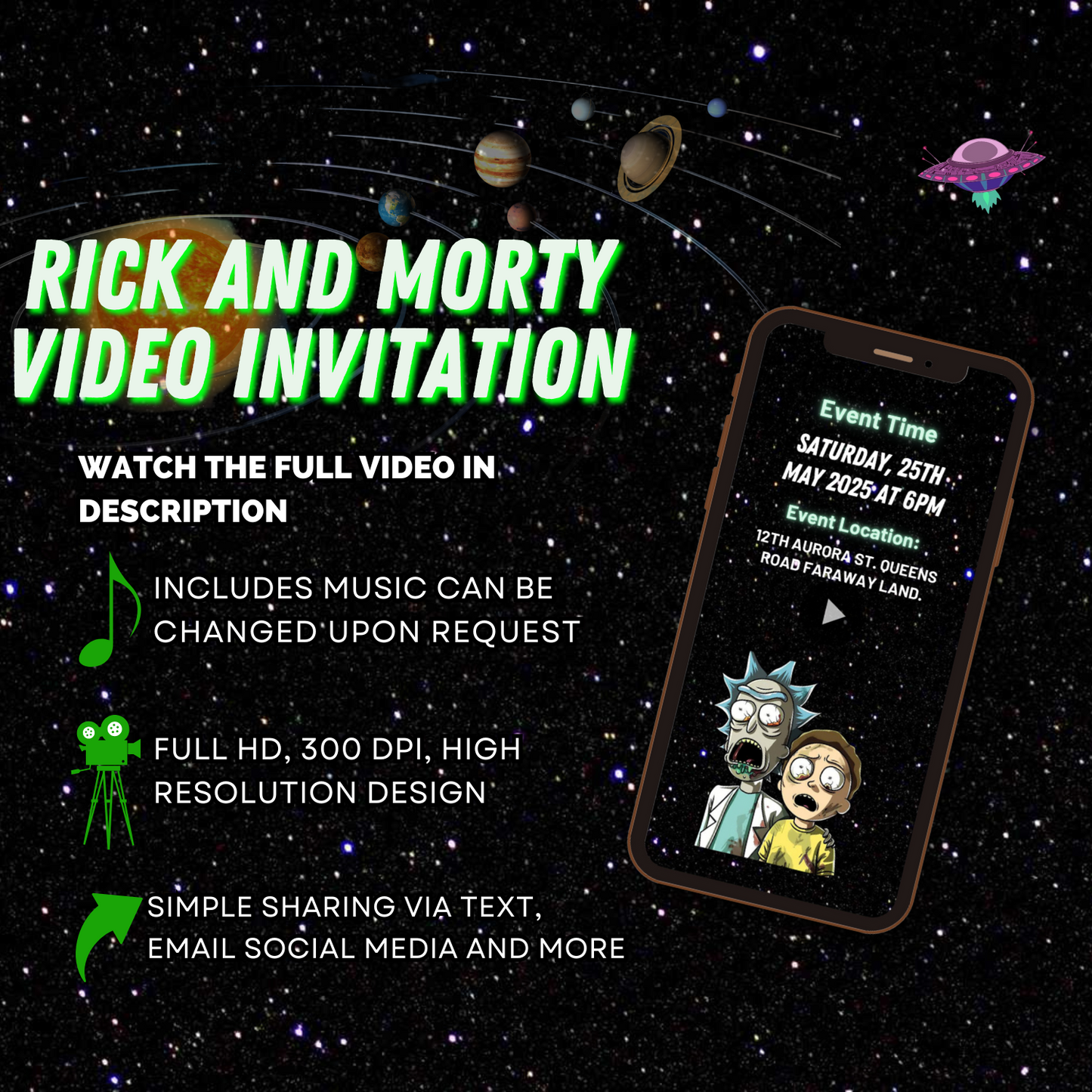 Custom Rick and Morty-Themed Birthday Party Video Invitation - Animated Video Invites