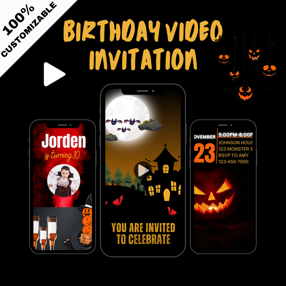 Scary Halloween-Theme Video Invitation - Custom Scary-Theme Video Invite