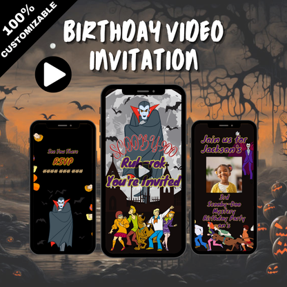 Animated Scooby Doo Birthday Video Invitation - Custom Scooby Doo Video Invites