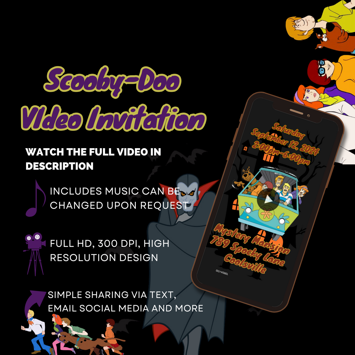 Animated Scooby Doo Birthday Video Invitation - Custom Scooby Doo Video Invites