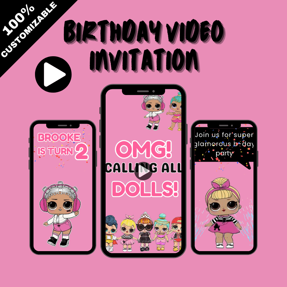 Sparkling Surprise Doll Birthday Video Invitation - Lol Surprise Doll BIrthday Digital Invite