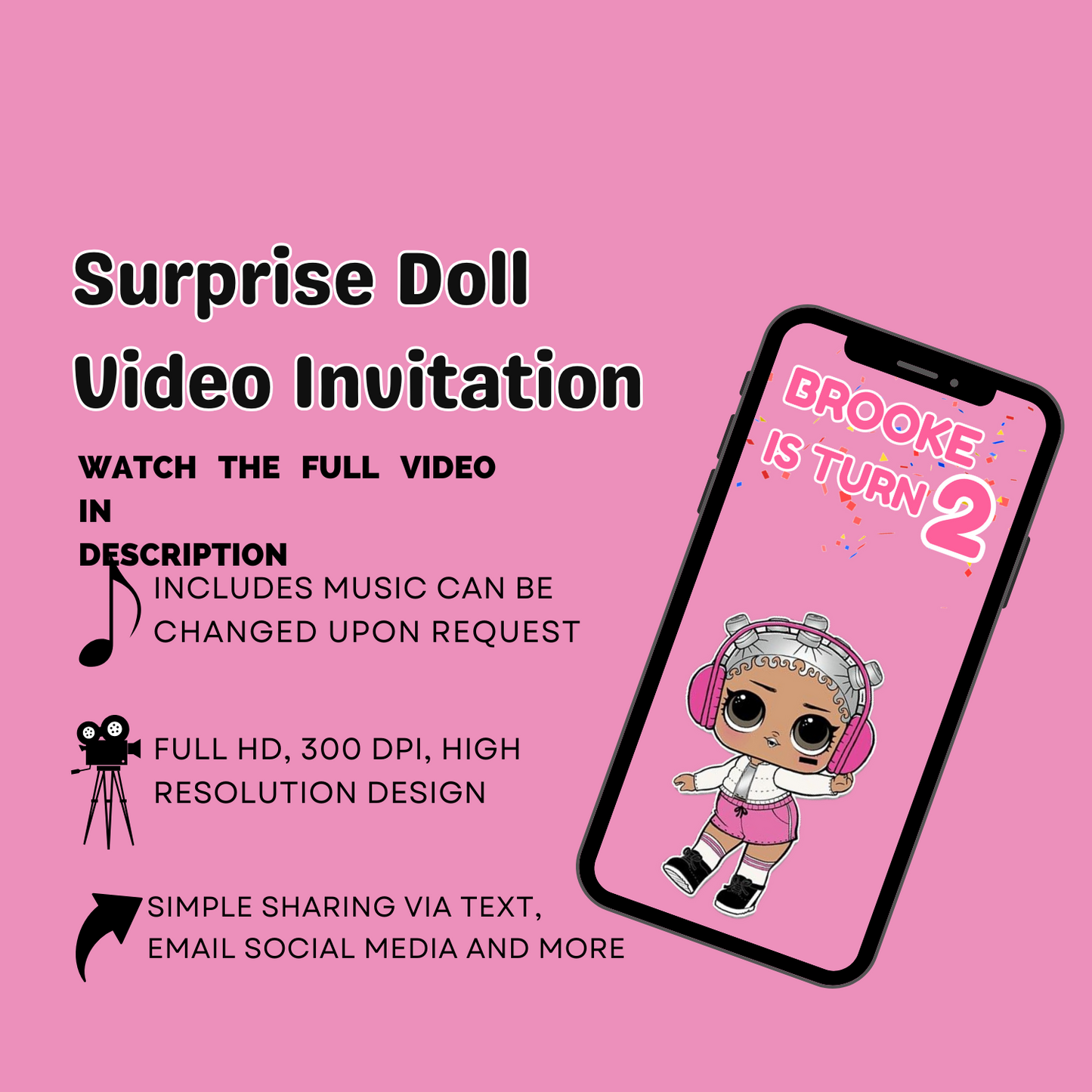 Sparkling Surprise Doll Birthday Video Invitation - Lol Surprise Doll BIrthday Digital Invite