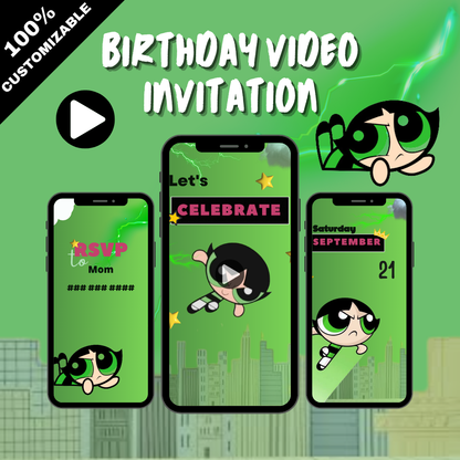 Animated The Powerful Girls Birthday Video Invitation - Powerful Girls Custom Birthday Invites