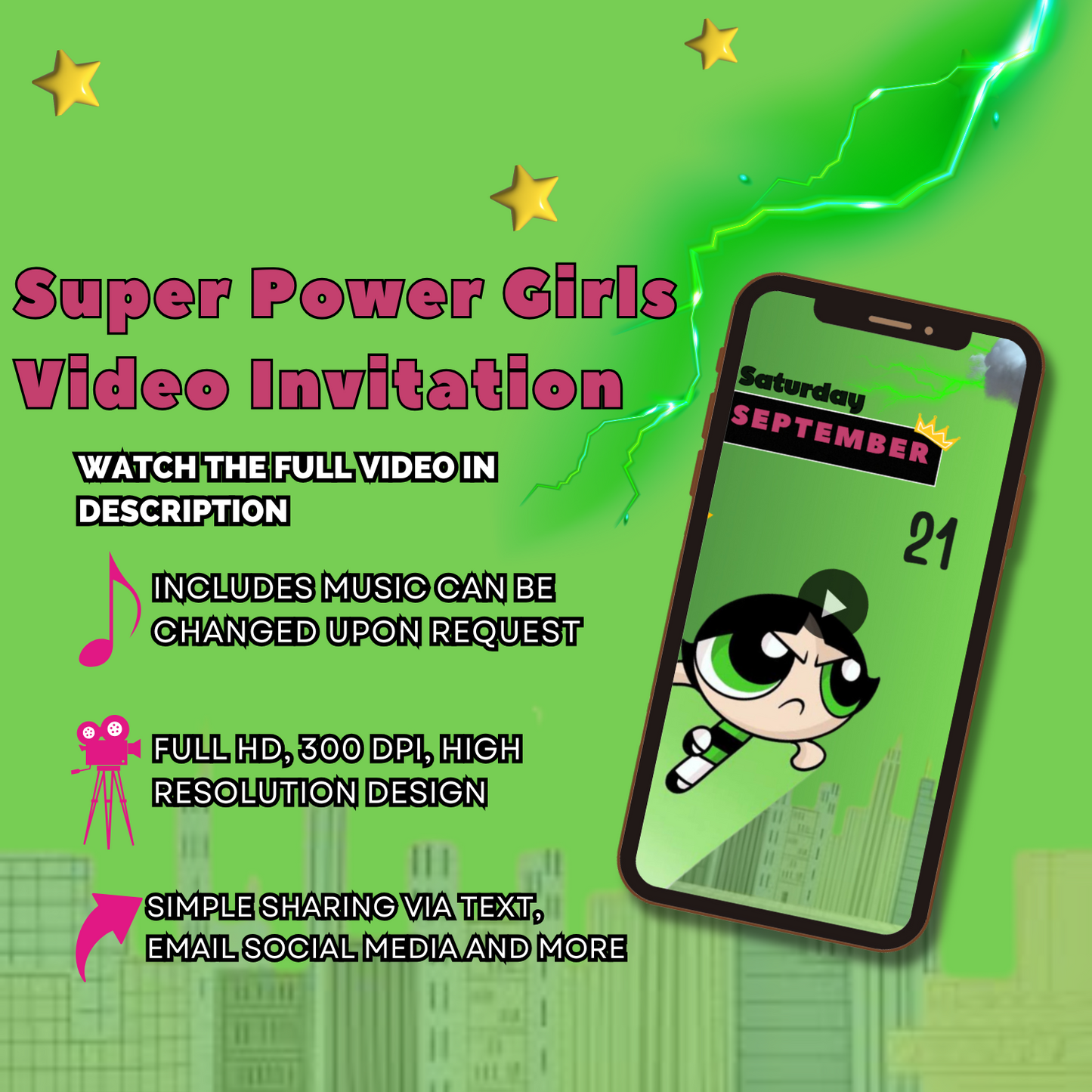 Animated The Powerful Girls Birthday Video Invitation - Powerful Girls Custom Birthday Invites