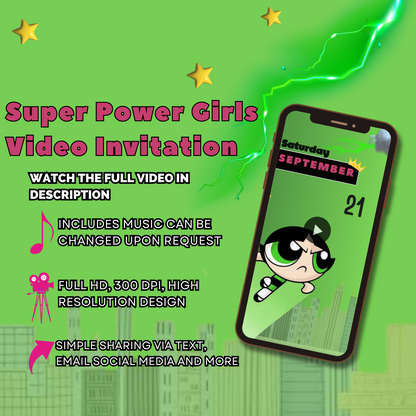 Animated The Powerful Girls Birthday Video Invitation - Powerful Girls Custom Birthday Invites