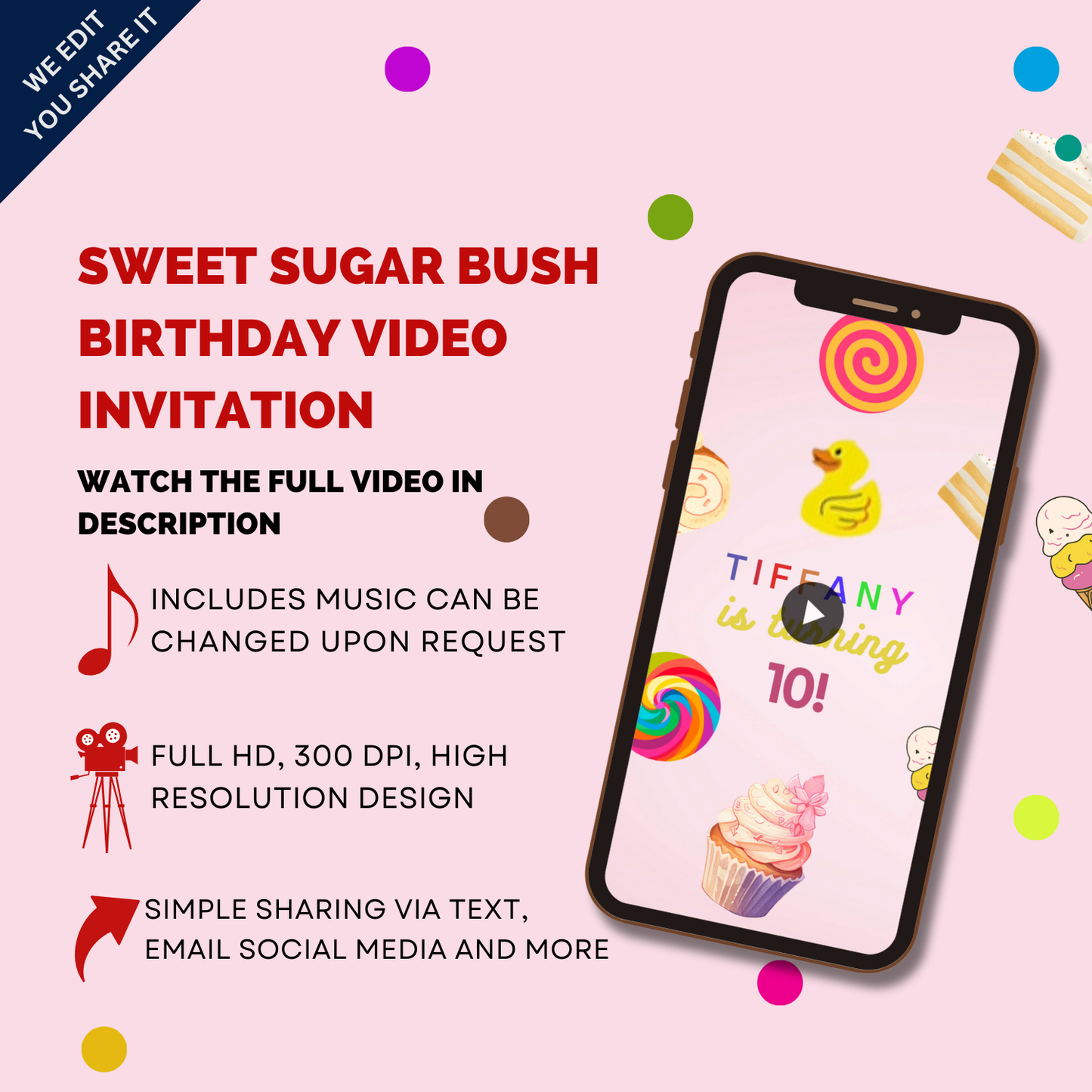 Customized Delightful Sugar Rush Birthday Video Invitation - Sugar Rush Video Invites