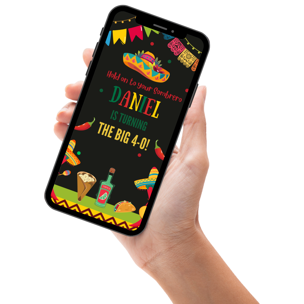 Tacos and Tequila Custom Birthday Video Invitation - Tacos and Tequila Custom Theme Invites