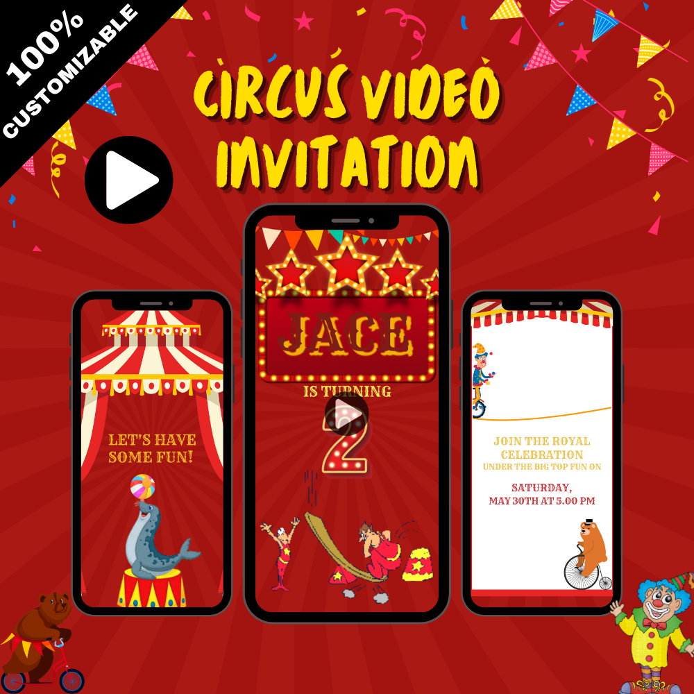 Animated Circus-Themed Party Video Invitation – Enjoy The Party With Full Of Fun!