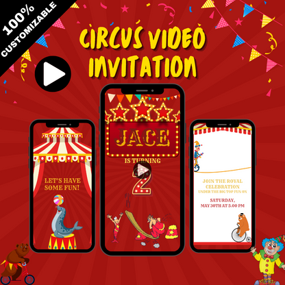 Animated Circus-Themed Party Video Invitation – Enjoy The Party With Full Of Fun!