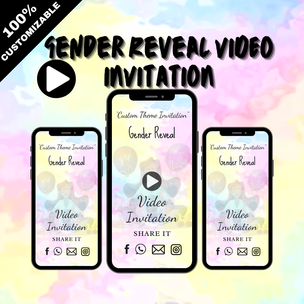 Custom-Theme For Gender Reveal Video Invitation - Gender Reveal Custom Theme Invites