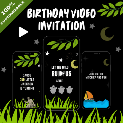 Customized Wild Thing Birthday Party Video Invitation - Custom Wild Thing Theme Video Invite