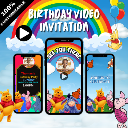 Custom Animated Winnie the Pooh Baby Shower Video Invitation – Digital Video Invite