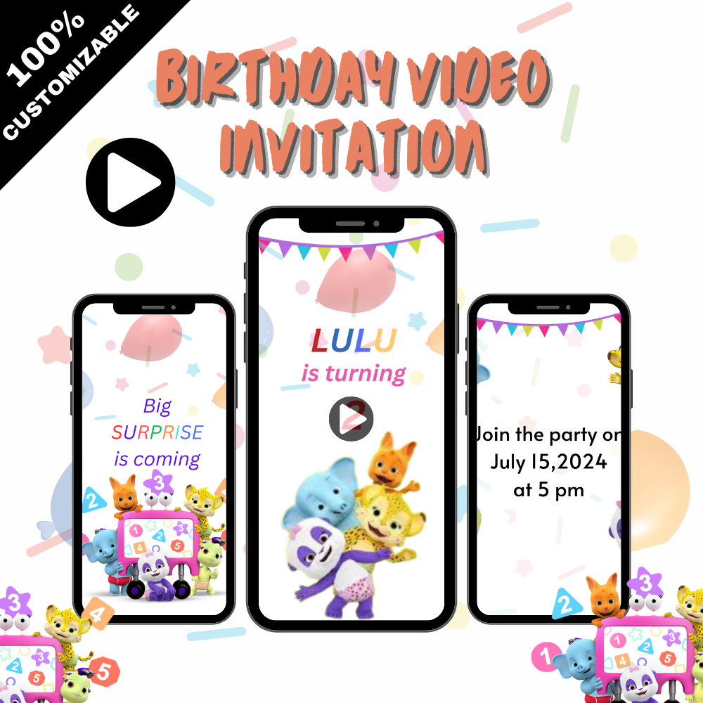 Customized Word Party Birthday Video Invitation - Digital Word Theme Party Invite