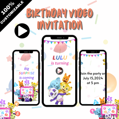 Customized Word Party Birthday Video Invitation - Digital Word Theme Party Invite